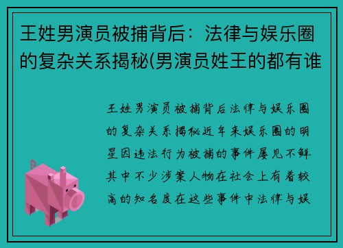王姓男演员被捕背后：法律与娱乐圈的复杂关系揭秘(男演员姓王的都有谁)